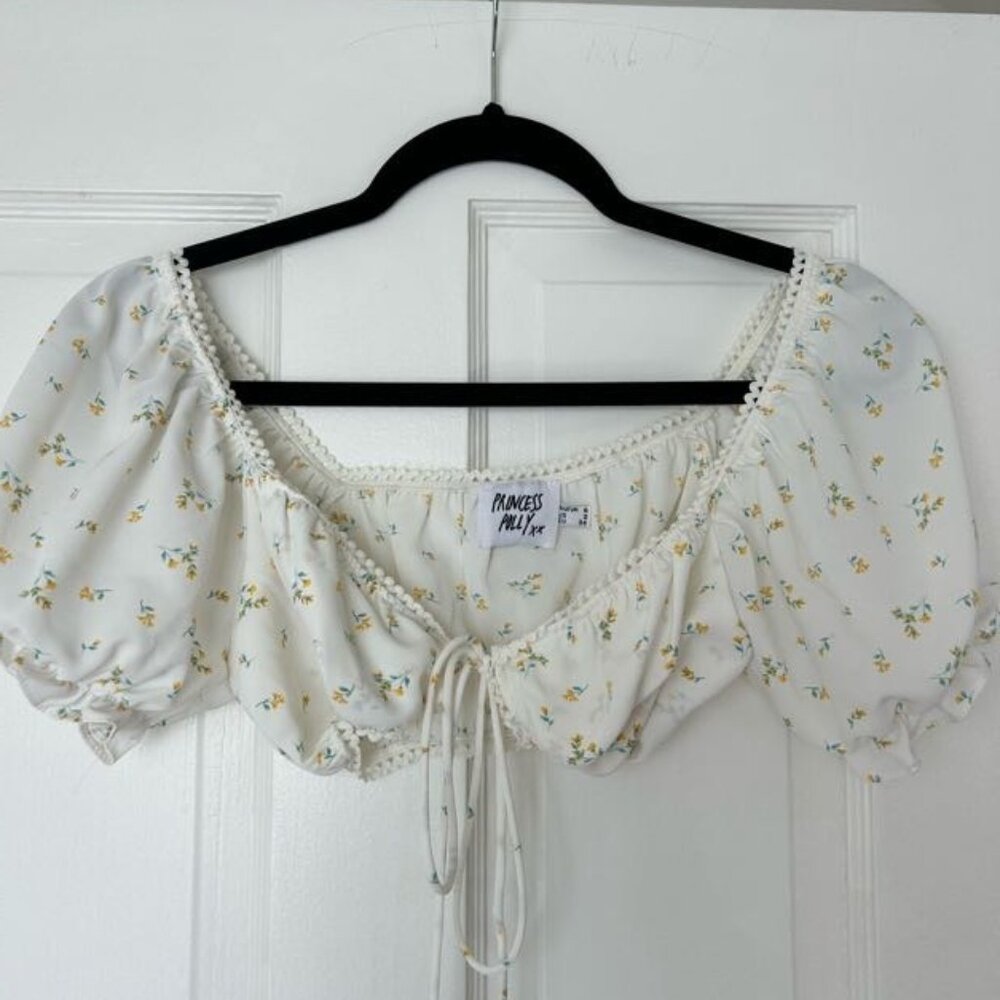 Princess Polly White Floral Crop Top